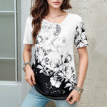 Farveblok Blomstret T-Shirt