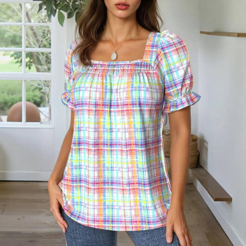 Farverig Ternet Bluse