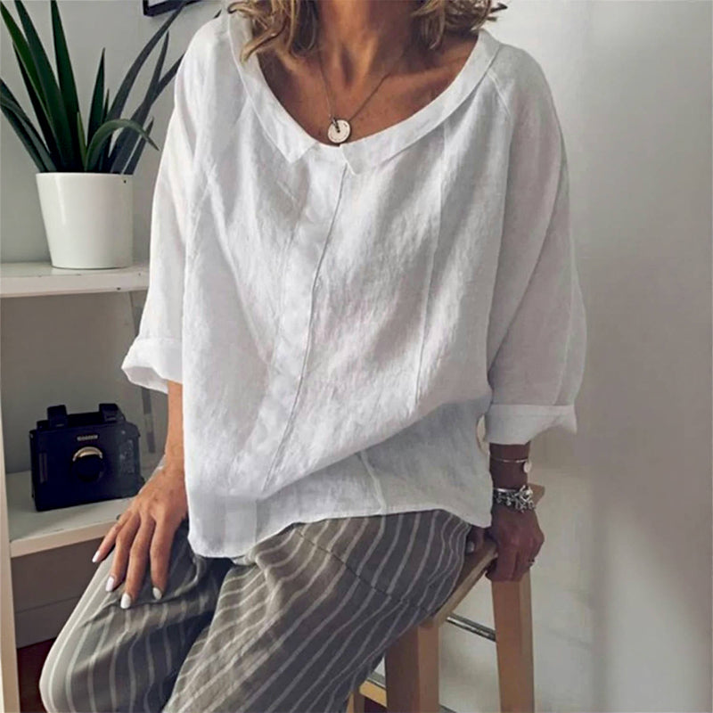 Afslappet Ensfarvet Bluse