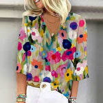 Farverig Bluse Med Blomsterprint