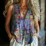 Vintage Farverig Bluse