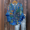 Vintage Bluse Med Abstrakt Tryk