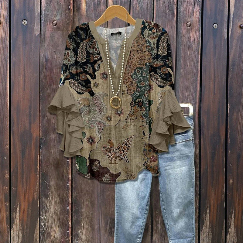 Vintage Afslappet Bluse