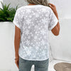 Elegant Blomsterbroderet Bluse