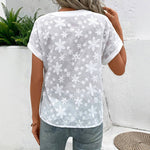 Elegant Blomsterbroderet Bluse