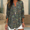 【Langærmet】Vintage Træprint Bluse
