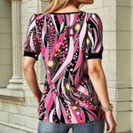 Vintage Bluse Med Abstrakt Tryk