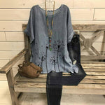 Vintage Bluse Med Mælkebøtteprint