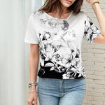 Farveblok Blomstret T-Shirt
