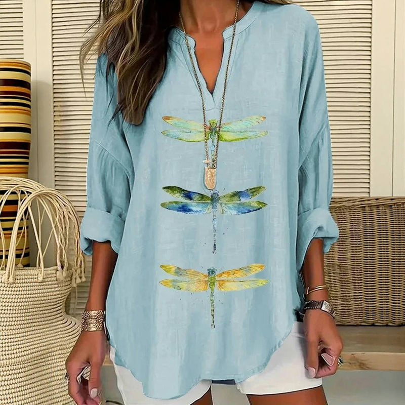 Afslappet Bluse Med Guldsmedeprint