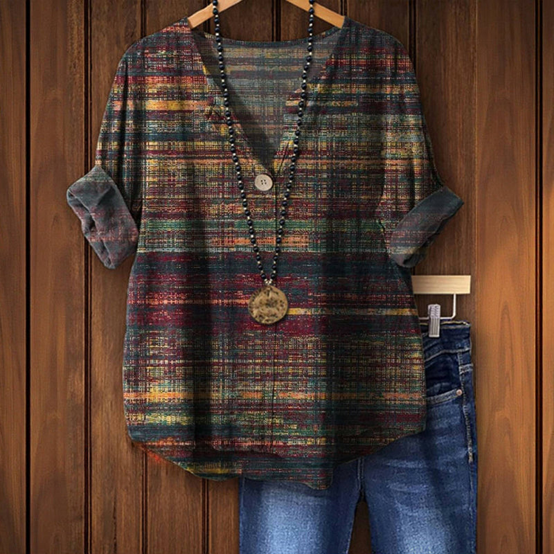 Vintage Farverig Bluse