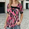 Vintage Bluse Med Abstrakt Tryk