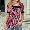 Vintage Bluse Med Abstrakt Tryk