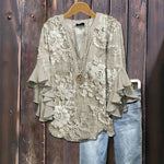 Vintage Bluse Med Blomsterprint