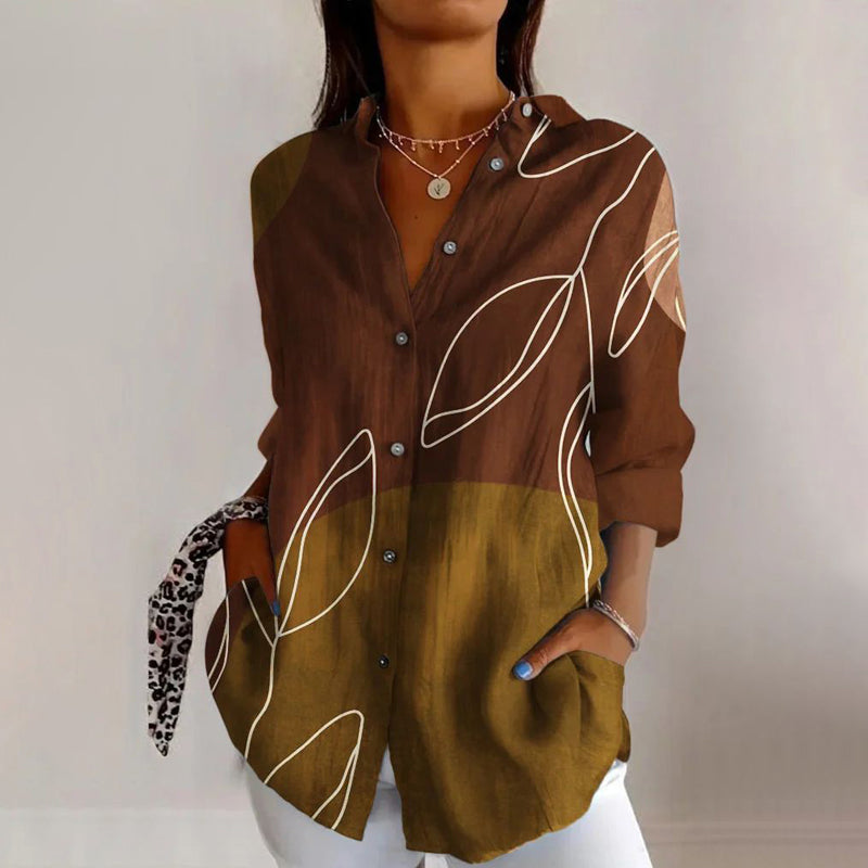 Vintage Farve Blok Bluse