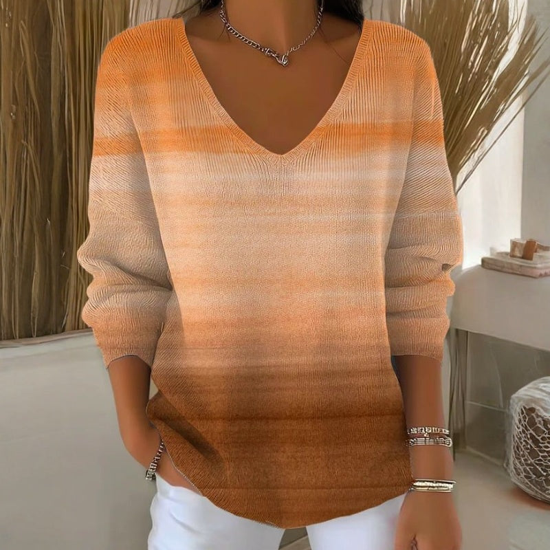 【Langærmet】 Afslappet Gradient T-Shirt
