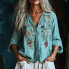【Langærmet】 Vintage Bluse Med Blomsterprint