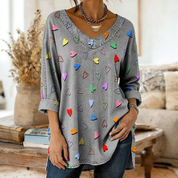 Lässiges T-Shirt Mit Katzen-Print