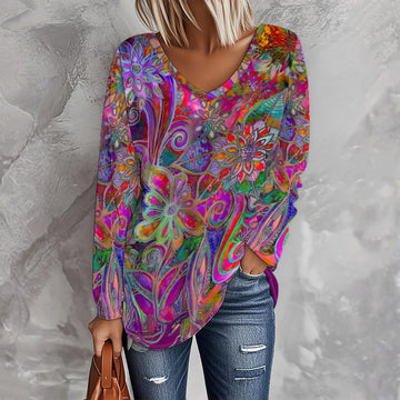 Bluse Mit Herz- Und Blumendruck