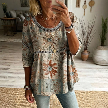 Bedrucktes Kleid Im Vintage-Ethno-Stil