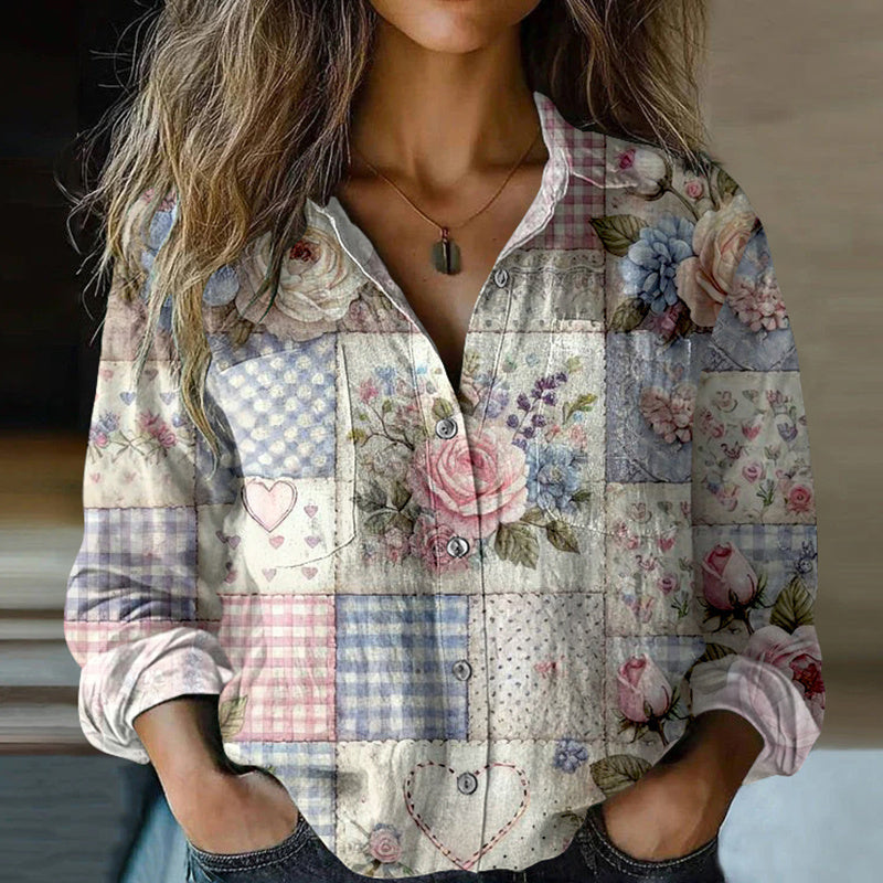 Afslappet Blomsterprint Bluse