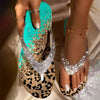Strandflip Flops Med Leopardprint I Rhinsten