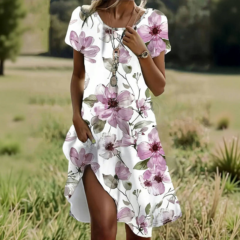 Afslappet Kjole Med Blomsterprint