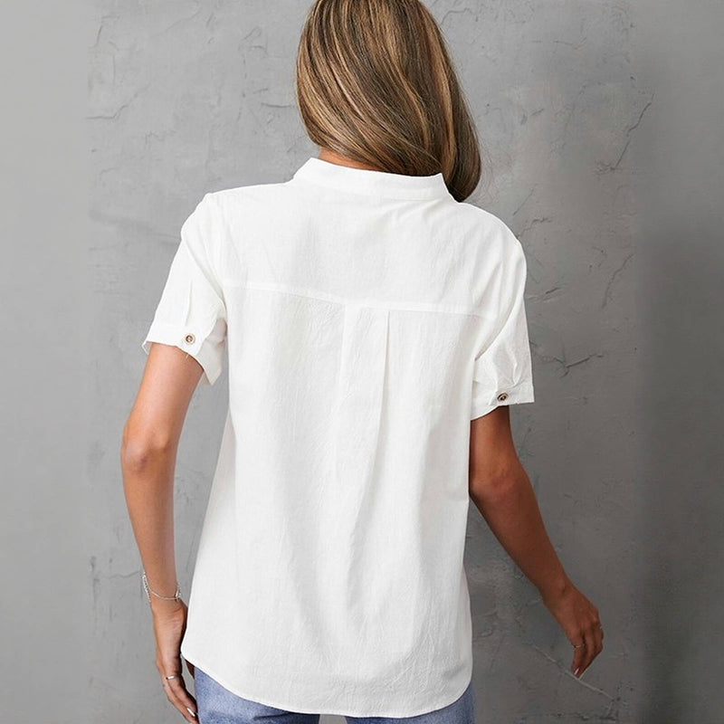 Afslappet Ensfarvet Bluse
