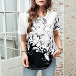 Farveblok Blomstret T-Shirt