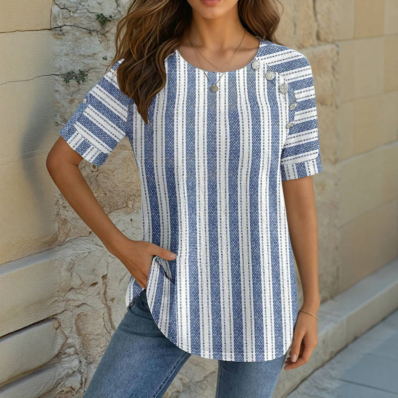 Afslappet Stribet Bluse