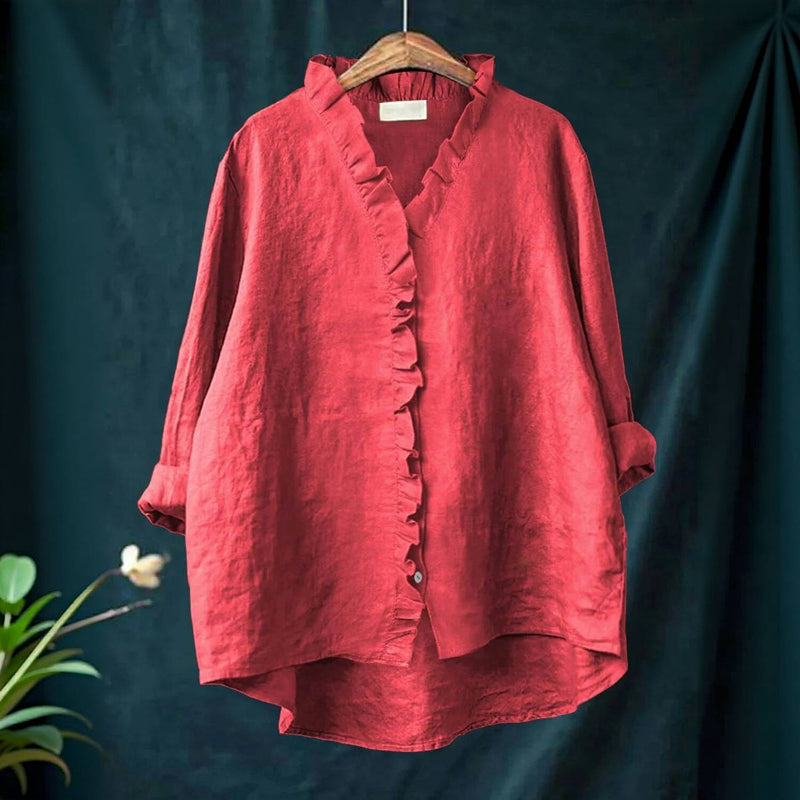 Afslappet Ensfarvet Bluse
