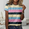 Farve Blok Stribet T-Shirt