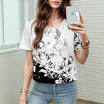 Farveblok Blomstret T-Shirt