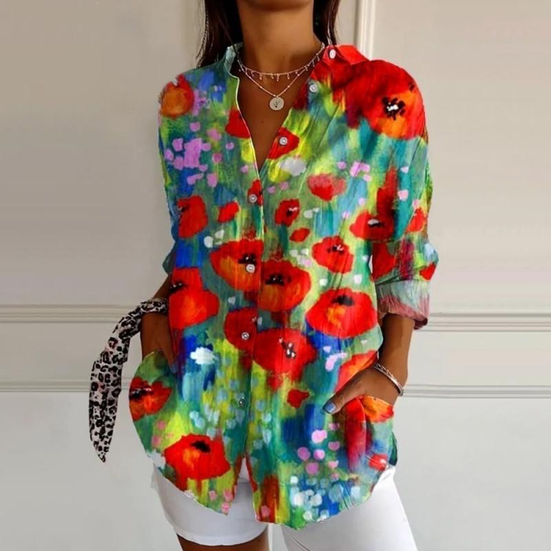 Vintage Farverig Bluse