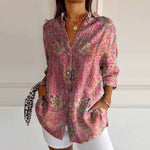 Vintage Bluse Med Etnisk Print