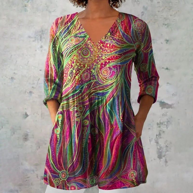 Vintage Farverig Bluse